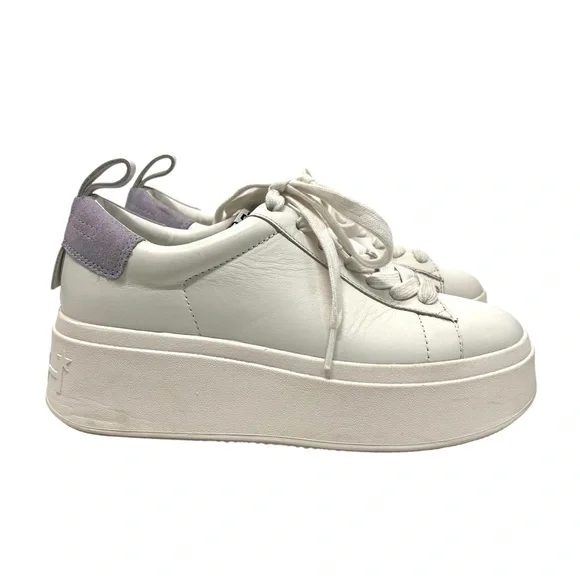 Ash Move S White Leather Chunky Platform Sneaker Lavender Heel Women’s 39 - Picture 2 of 15